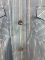 New Miss ELY Cattleman Blue Stripe Long Sleeve Pearl Snap Size 6 DD-145