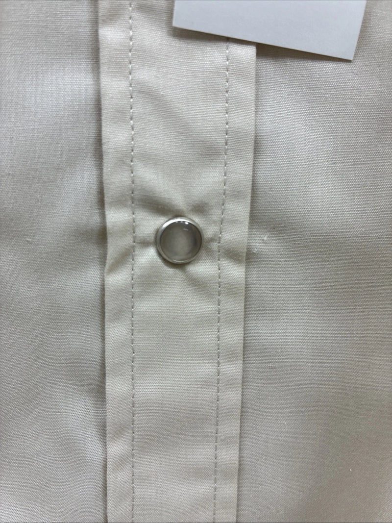 New Men’s ELY cattleman Tan Simple Short Sleeve Pearl Snap 18 2XL H-31
