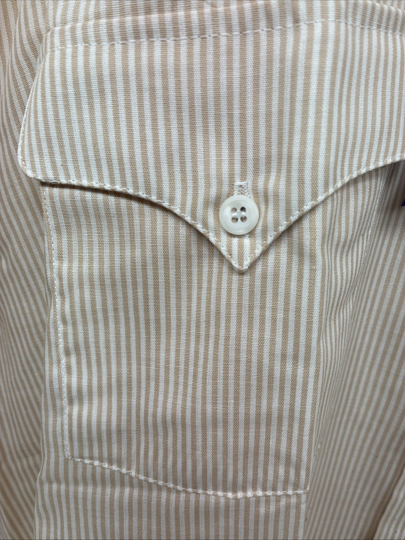 New Men’s Panhandle Slim Tan Stripe Long Sleeve Button Up Medium M-38