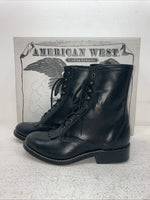 New Men’s Black Lace Up American West Cowboy Boots. 5991 8 D. 2-27