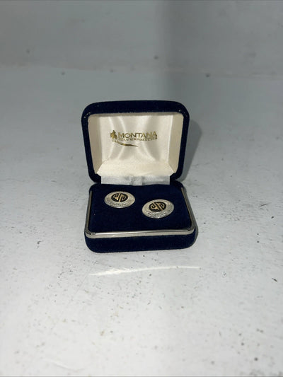 New Women’s Montana Silversmiths Silver Black Gold Round Earrings. ER354 A-36