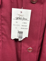 New Men’s White Horse Burgundy Simple Long Sleeve Pearl Snap Large K-67