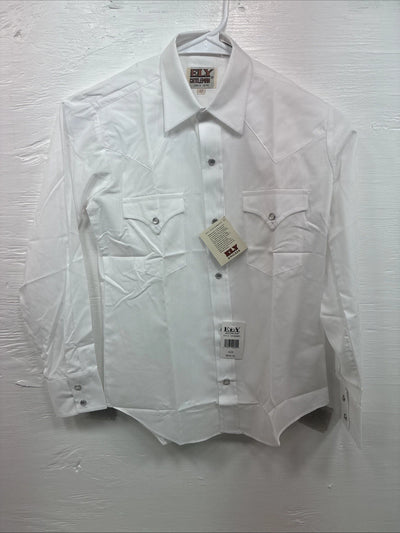New Kids ELY Classic White Long Sleeve Pearl Snap Size 12 CC-113