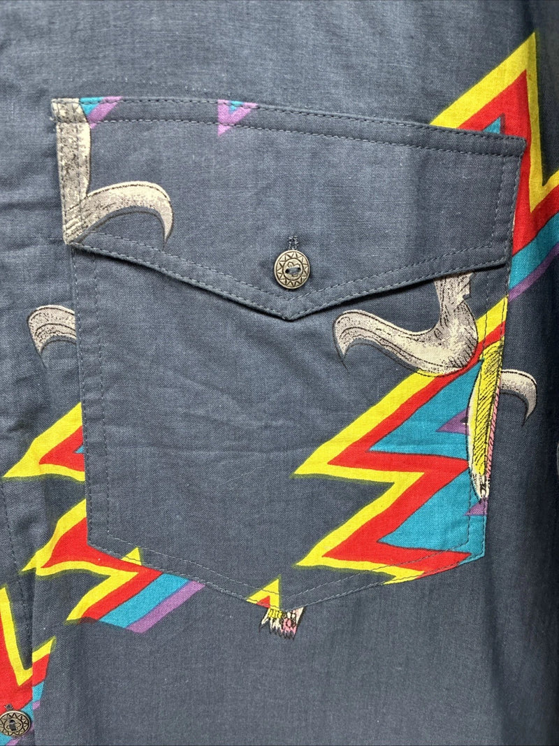 New Men’s GunSmoke Multicolor Western Design Long Sleeve Button Up Medium K-62