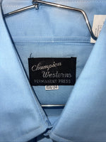 New Men’s Blue Champion Pearl Snap Western Long Shirt. 15.5 X 34 Medium A-177