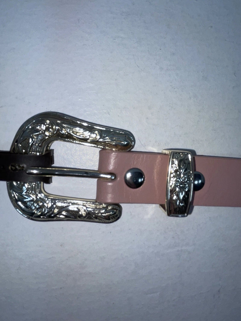 New Pink Genuine Leather Nocona Silver Bling 32” Belt #N1344999 Z-50