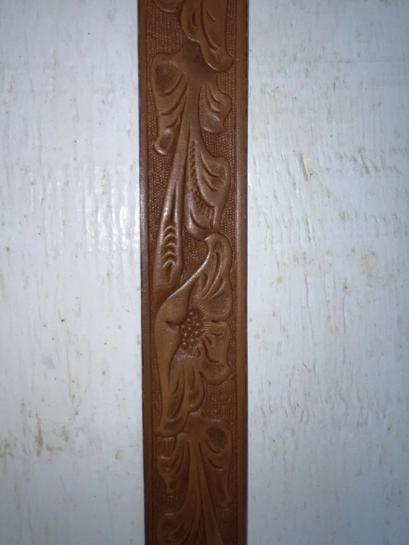 New Brown Genuine Leather Tooled 34” Belt #SR502 Z-115