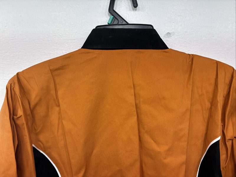 New Women’s Cumberland Orange Black Short Sleeve Button Up XL TT-5