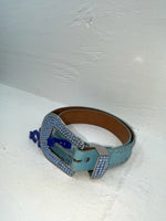 New Blue Genuine Leather 3D Blue Bling 38” Belt #667 JJ-90