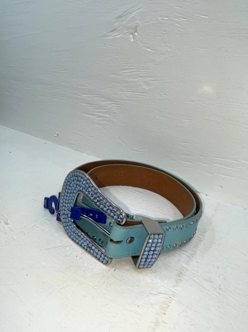 New Blue Genuine Leather 3D Blue Bling 38” Belt #667 JJ-90