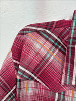 New Women’s Cumberland Pink Plaid Long Sleeve Pearl Snap XL GG-29