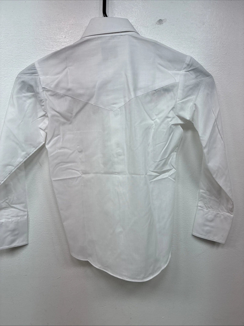 New Kids ELY Cattleman White Long Sleeve Pearl Snap Size Boy 8 YY-64