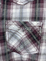 New Women’s Cumberland Purple Plaid Long Sleeve Pearl Snap 3XL GG-25