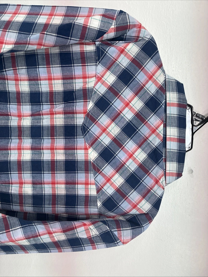 New Women’s Cumberland Blue Plaid Long Sleeve Pearl Snap 3XL GG-57