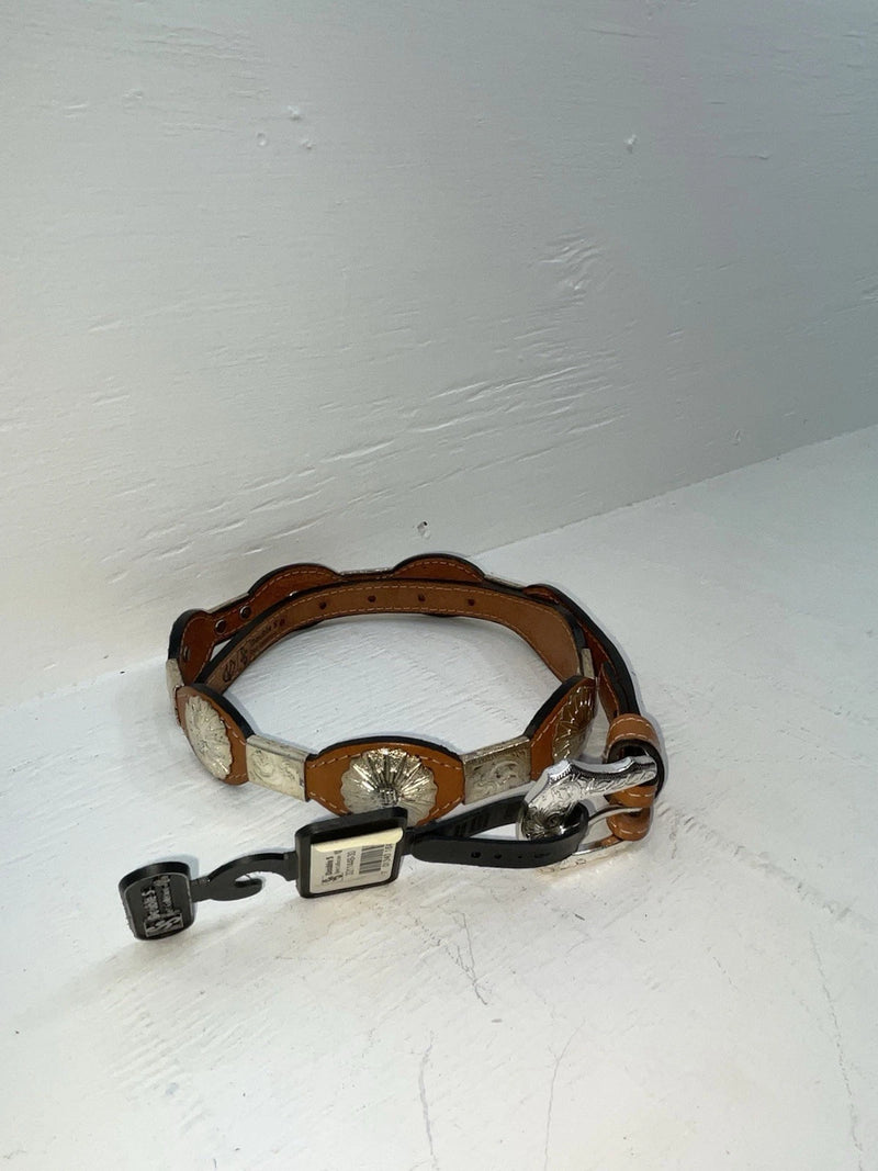 New Brown Genuine Leather Double S Gold Pendent 30” Belt #3211448 JJ-8