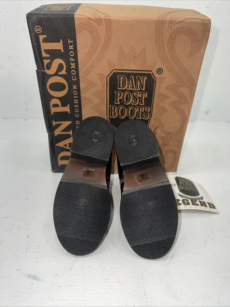New Infant Dan Post Black Ostrich Print Lace Up Cowboy Boots. 4 D. 24-1