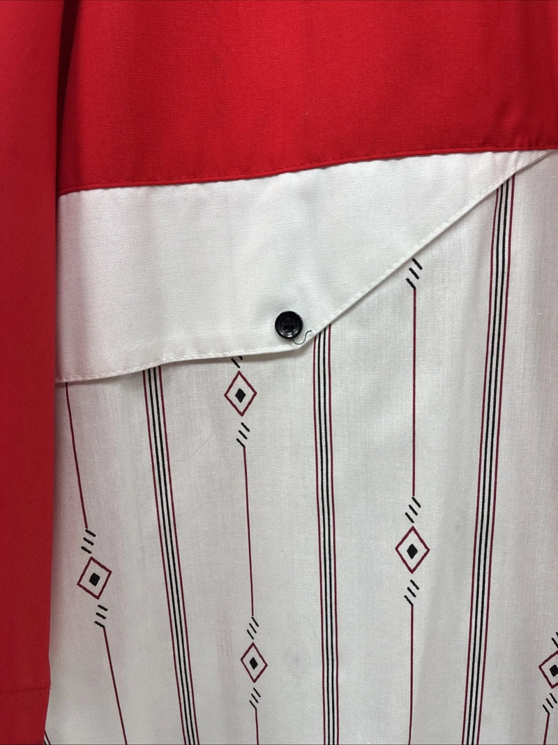 New Men’s Cowboy Threads Red Designed Short Sleeve Button Up Large CC-42