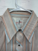 New Men’s Tem Tex Multiple Color Stripe Long Sleeve Pearl Snap XL J-45
