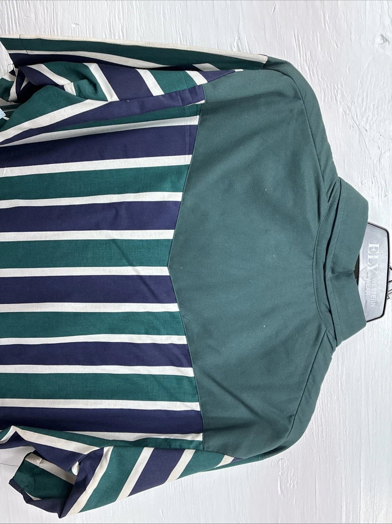 New Men’s Cowboy Threads Green Purple Short Sleeve Button Up Large Q-94
