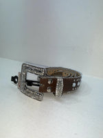 New Brown Genuine Leather Nocona Silver Bling Cross L Belt #N3487402 Z-81