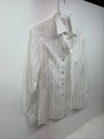 New Women’s H Bar C White Stripe Long Sleeve Pearl Snap Size 34 KK-105