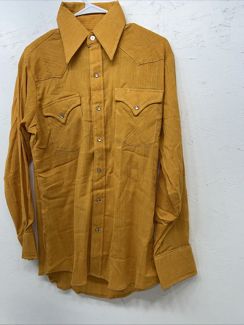 New Men’s Stockman Orange Pearl Snap Long Sleeve 15 X 32 Medium A-183