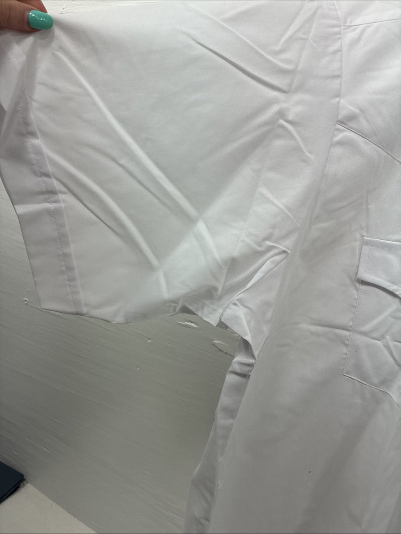New Men’s ELY Cattleman White Short Sleeve Pearl Snap 18 2XL F-57