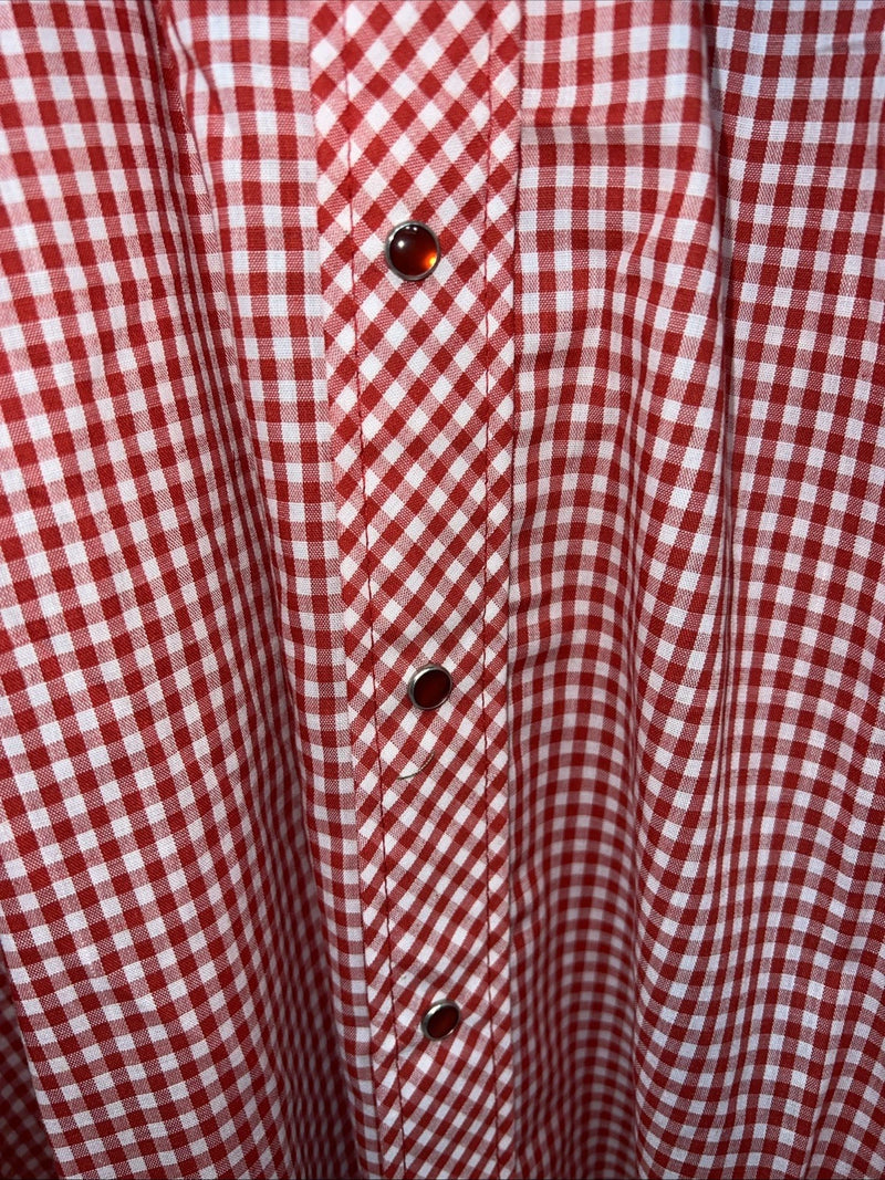 New Men’s Red Plaid Petal Snap Permanent-press Long Sleeve Shirt. 20x35 3XL G-73