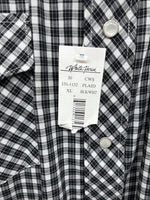 New Men’s White Horse  Black White Plaid Long Sleeve Pearl Snap XL H-80