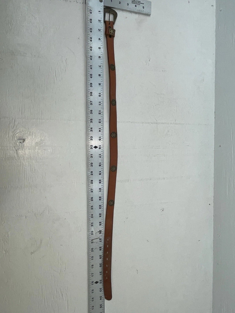 New Brown Genuine Leather Acme Gold Pendent 28” Belt #4642 NN-22