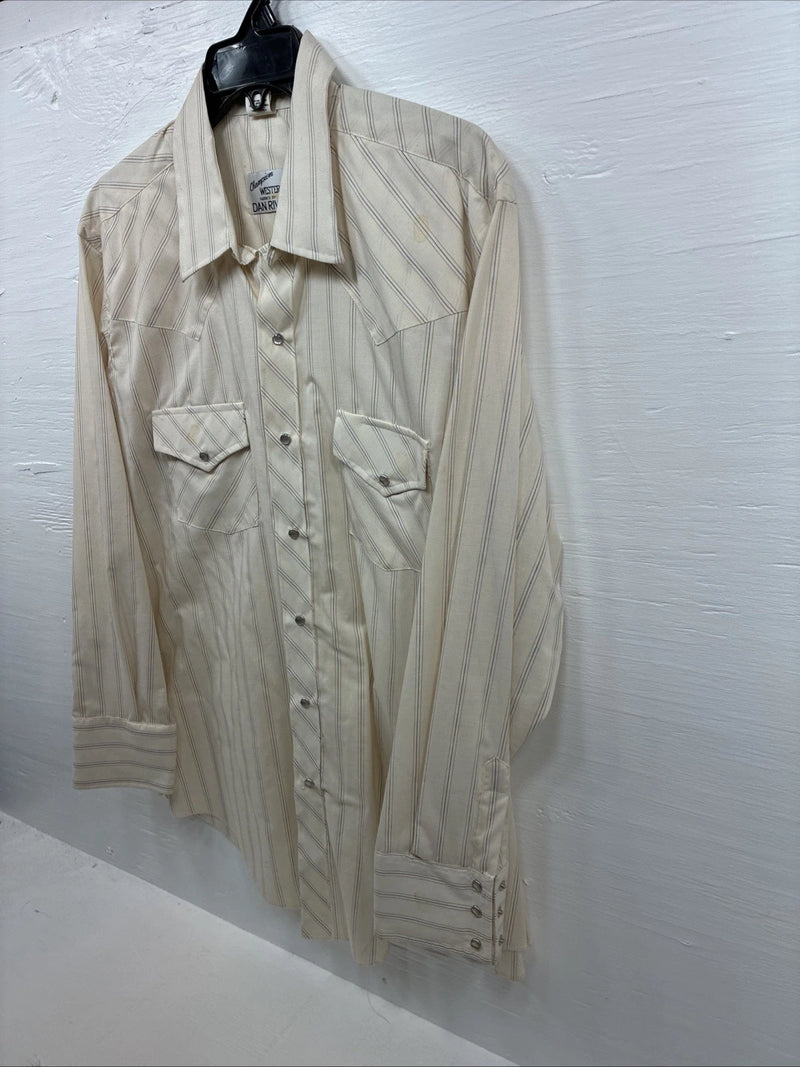 New Men’s Champion Western Yellow Stripe Long Sleeve Pearl Snap XL H-84