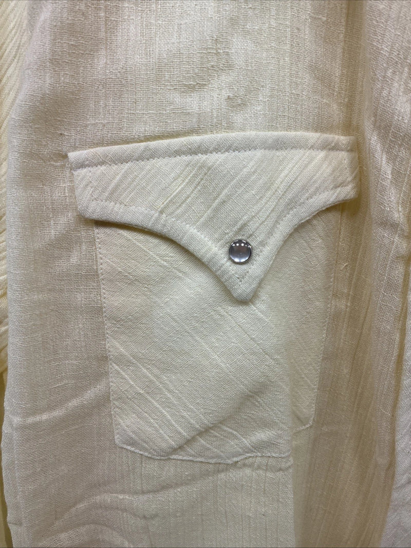 New Men’s Stockman Yellow Long Sleeve Pearl Snap 16 X 34 Large CC-18