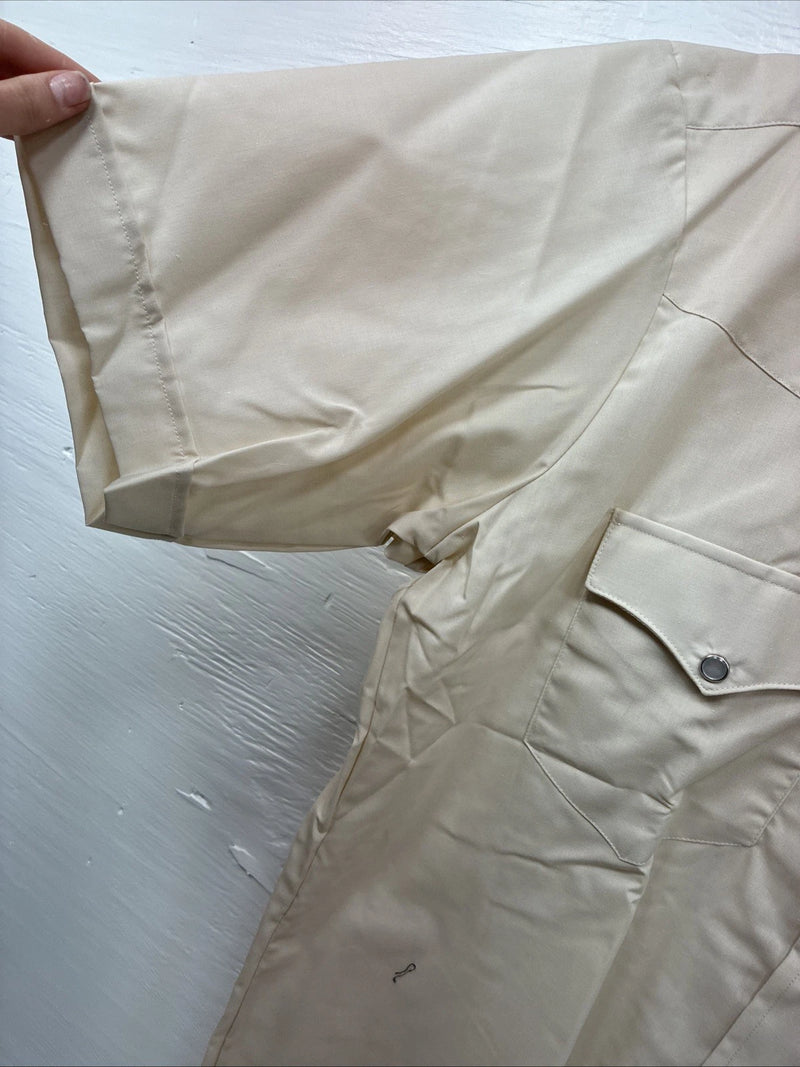 New Men’s H Bar C Tan Short Sleeve Pearl Snap Large J-80
