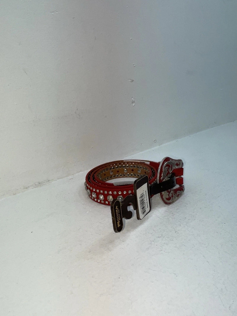 New Red Genuine Leather Nocona Silver Bling S Belt #N1330998 Z-82