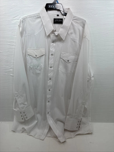 New Men’s White Horse White Long Sleeve Pearl Snap 3XL E-60