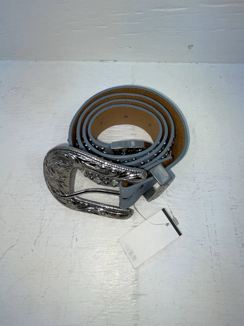 New Blue Genuine Leather 3D Silver Bling 38” Belt #667 JJ-80 