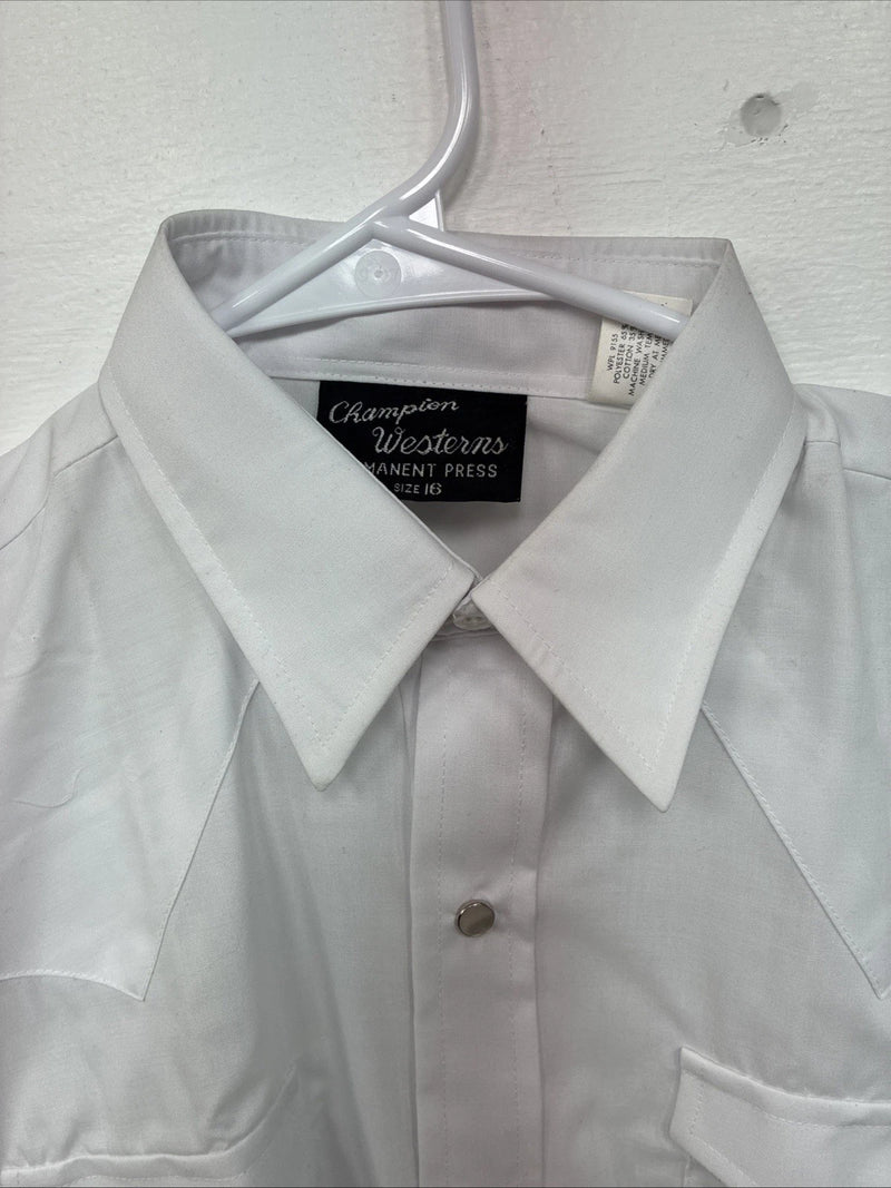 New Boys Champion Western White Long Sleeve Pearl Snap 16 DD-88