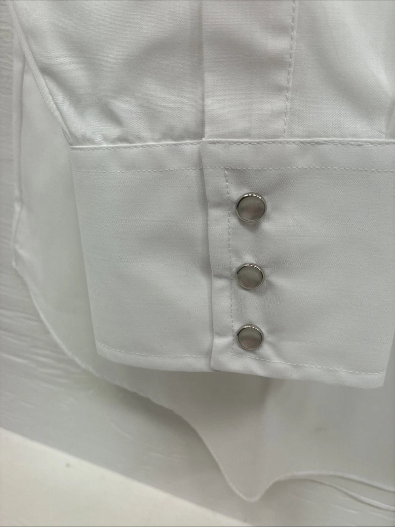 New Men’s ELY Cattleman White Long Sleeve Pearl Snap 17.5 X 35 XL R-45
