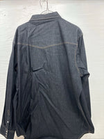 New Men’s ELY Cattleman Dark Jean Design Long Sleeve Pearl Snap Shirt 2XL H-21