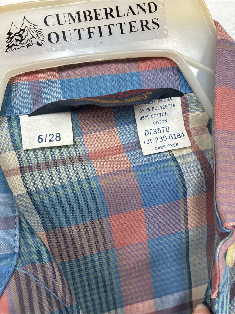 New Girls Panhandle Slim Blue Pink Plaid Long Sleeve Peal Snap Size 6 DD-67