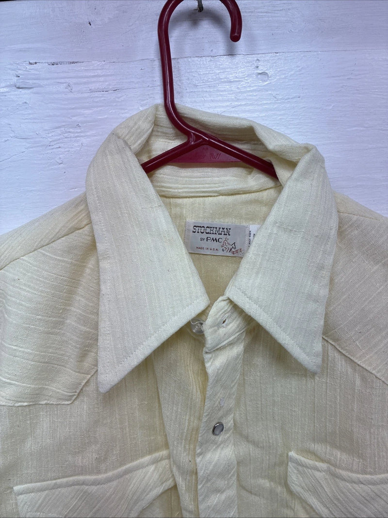 New Men’s Stockman Yellow Long Sleeve Pearl Snap 16 X 34 Large CC-18
