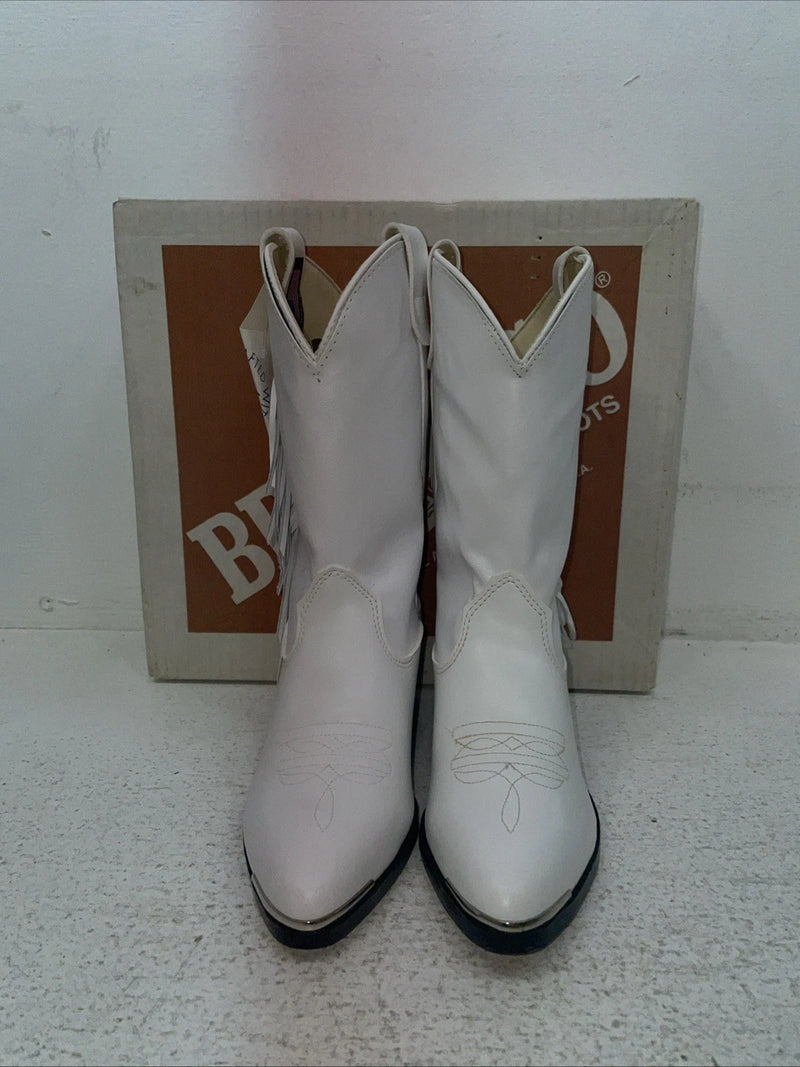 New Kids White With Fringe Bronco Cowboy Boots. C 1877 13 D. 23-43
