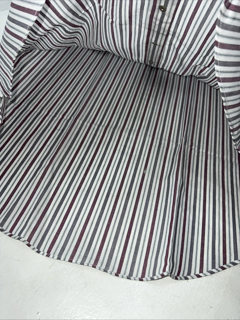 New Men’s Red Stripped ELY Cattleman Short Sleeve Pearl Snap Shirt 16.5 LT S-20