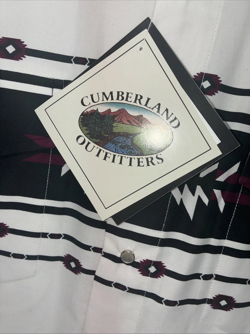New Men’s Cumberland White Purple Western Long Sleeve Pearl Snap Large V-63