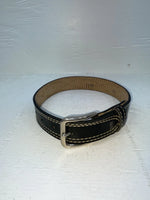 New Black Genuine Leather Stitched 18” Belt #1135 NN-77