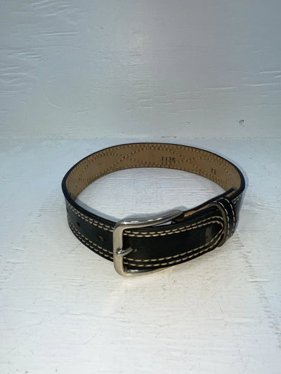 New Black Genuine Leather Stitched 18” Belt #1135 NN-77