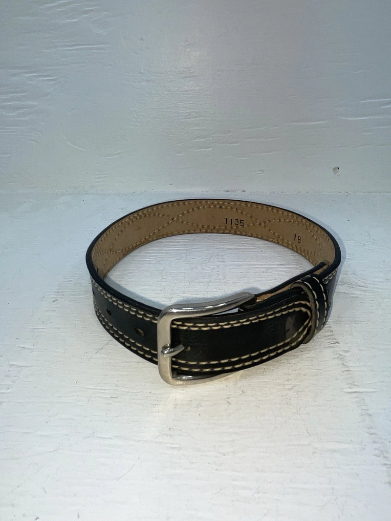 New Black Genuine Leather Stitched 18” Belt #1135 NN-77