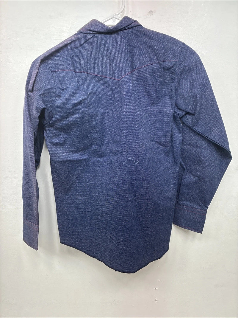 New Kids Tem Tex Blue Jean Long Sleeve Pearl Snap Size 12 LL-3