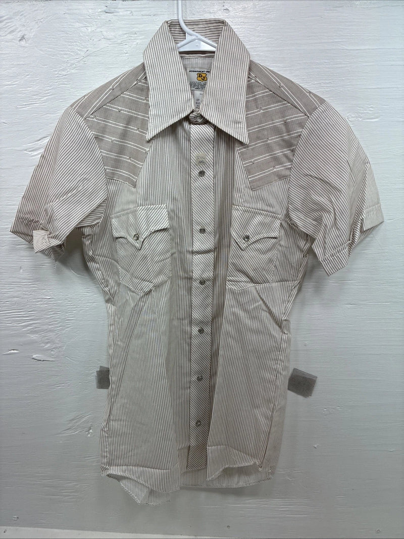 New Men’s Dickson Jenkins Brown stripe Short Sleeve Pearl Snap 14.5 Small AA-97