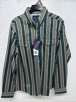 New Kids Wrangler Green Stripe Long Sleeve Button Up XL CC-89